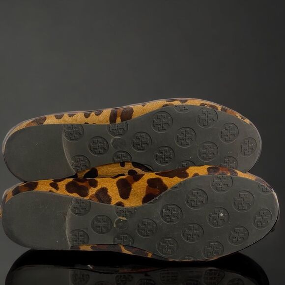 Tory Burch Leopard/Gold Reva-Haircalf Leather Ballet Flats Size 7M - Picture 6 of 9